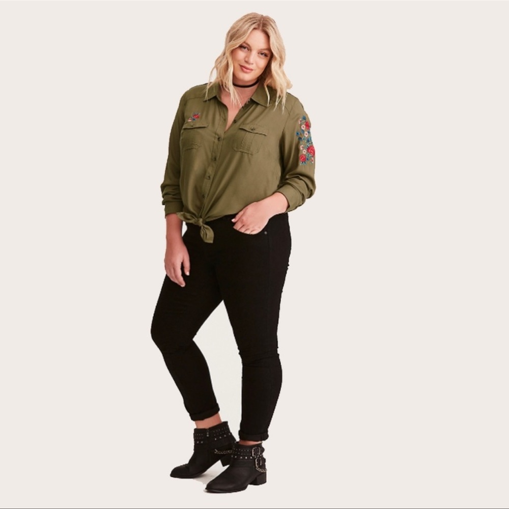 Torrid Embroidered Twill Button Up M2 - image 1